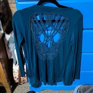 Filly Flair Teal Knit Detail Top